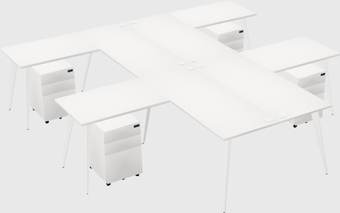 Shared l-shaped office desk system