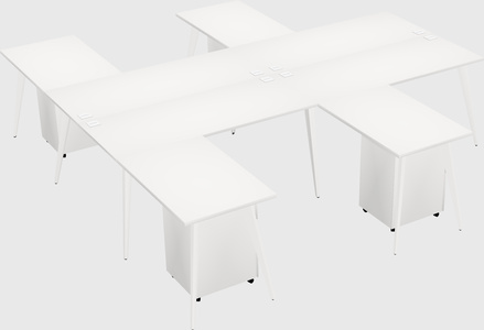 Shared l-shaped office desk system