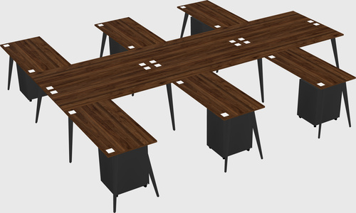 Shared l-shaped office desk system