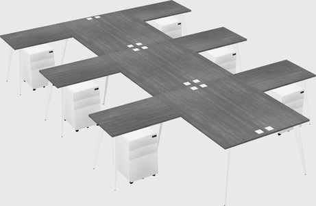 Shared l-shaped office desk system