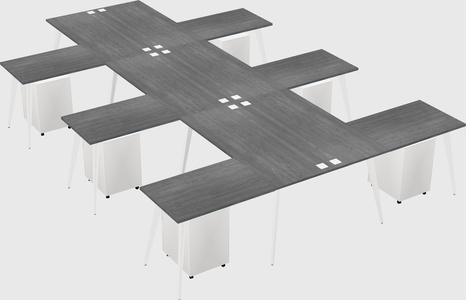 Shared l-shaped office desk system
