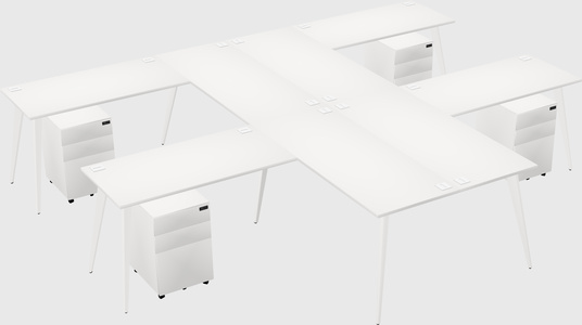 Shared l-shaped office desk system