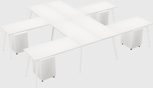 Shared l-shaped office desk system