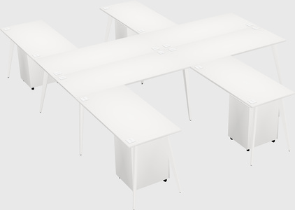 Shared l-shaped office desk system