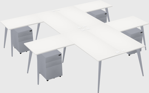 Shared l-shaped office desk system
