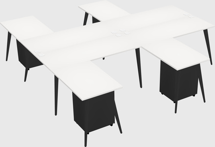 Shared l-shaped office desk system