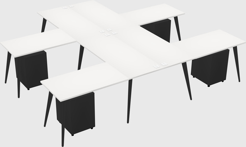 Shared l-shaped office desk system