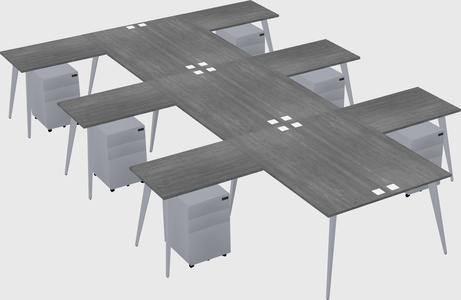 Shared l-shaped office desk system