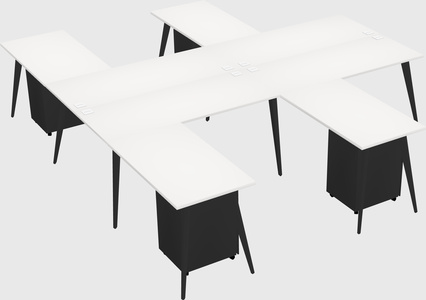 Shared l-shaped office desk system