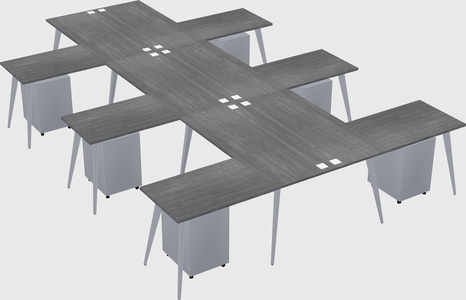 Shared l-shaped office desk system