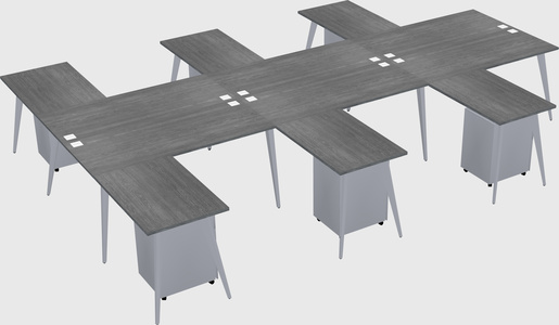 Shared l-shaped office desk system