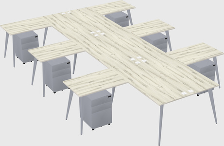 Shared l-shaped office desk system