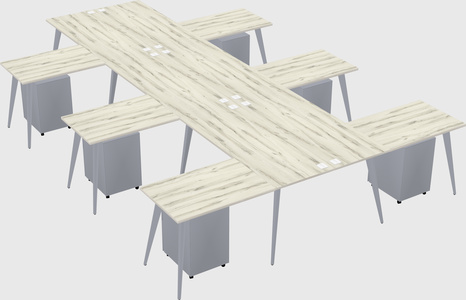 Shared l-shaped office desk system