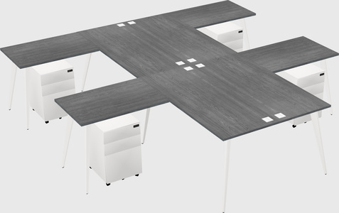 Shared l-shaped office desk system