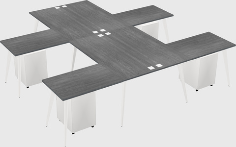 Shared l-shaped office desk system