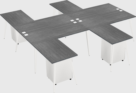 Shared l-shaped office desk system