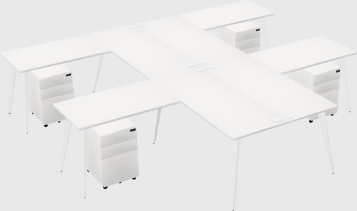 Shared l-shaped office desk system
