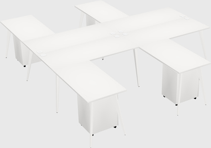 Shared l-shaped office desk system