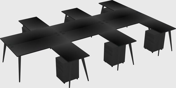 Shared L-shaped Office Desk System