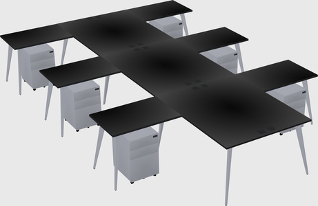Shared l-shaped office desk system