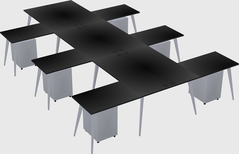 Shared l-shaped office desk system