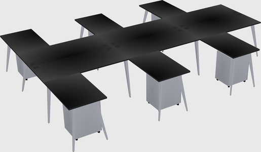 Shared l-shaped office desk system