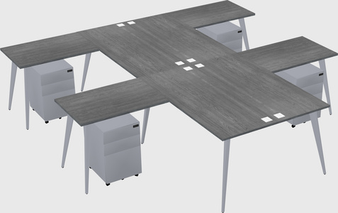 Shared l-shaped office desk system
