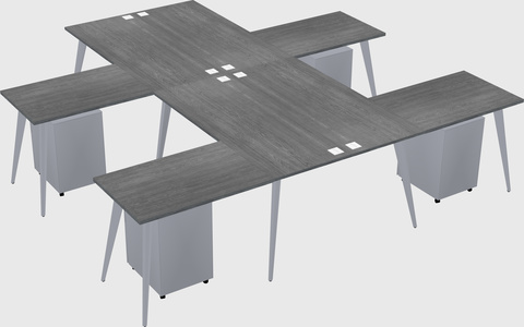 Shared l-shaped office desk system
