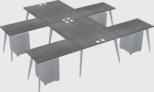 Shared l-shaped office desk system
