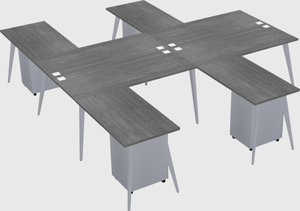 Shared l-shaped office desk system
