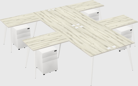 Shared l-shaped office desk system