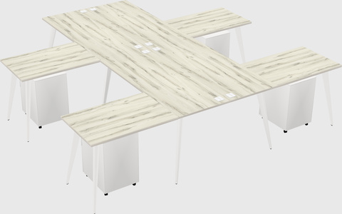 Shared l-shaped office desk system