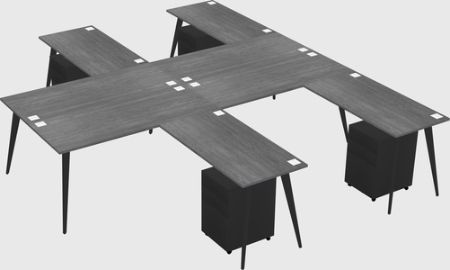 Shared L-shaped Office Desk System