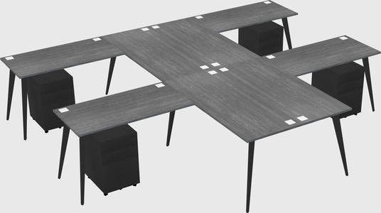 Shared l-shaped office desk system
