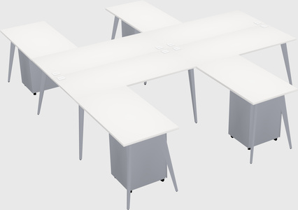 Shared l-shaped office desk system