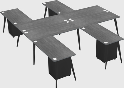 Shared l-shaped office desk system