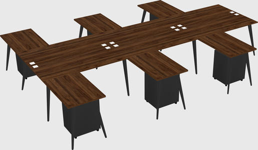 Shared l-shaped office desk system