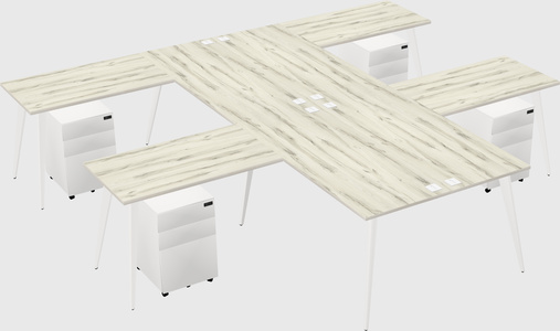 Shared l-shaped office desk system