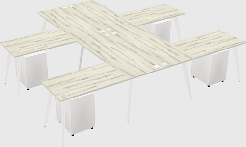 Shared l-shaped office desk system