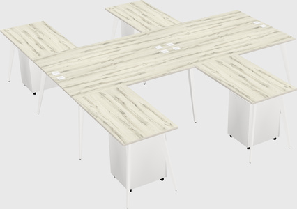 Shared l-shaped office desk system