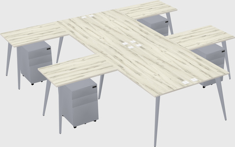 Shared l-shaped office desk system