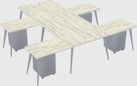 Shared l-shaped office desk system