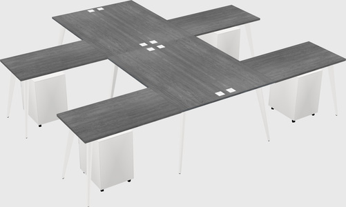 Shared l-shaped office desk system