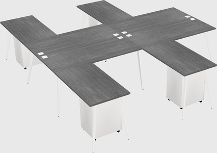 Shared l-shaped office desk system