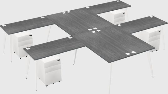 Shared l-shaped office desk system