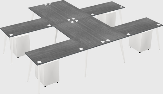 Shared l-shaped office desk system