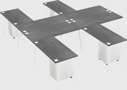 Shared l-shaped office desk system