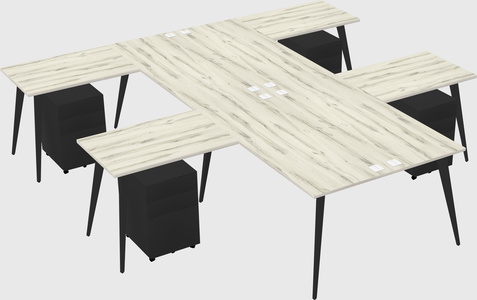 Shared l-shaped office desk system