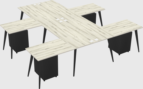 Shared l-shaped office desk system