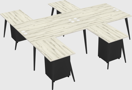 Shared l-shaped office desk system